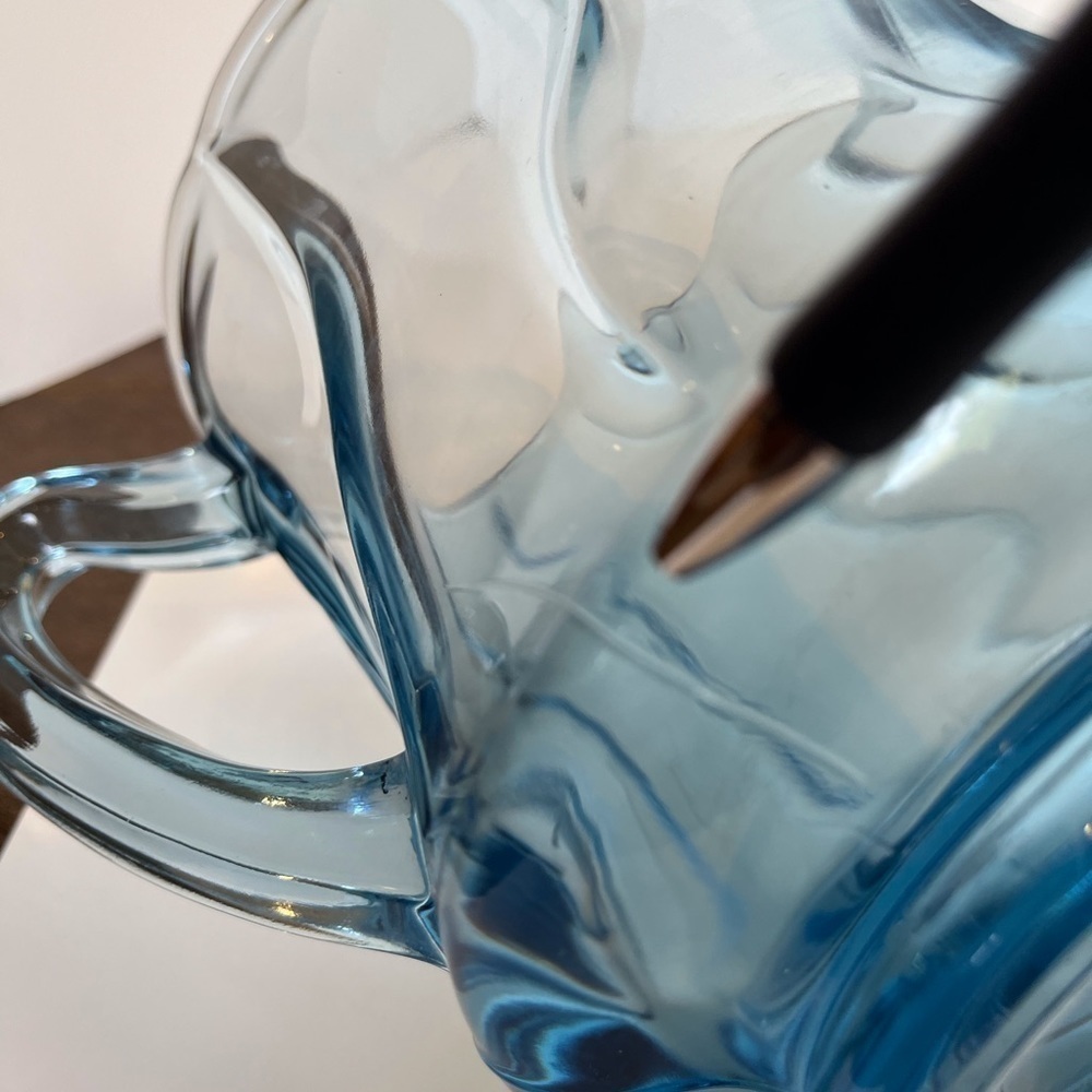 Vintage Fostoria Jamestown Blue Glass Pitcher - Picture 10 of 13